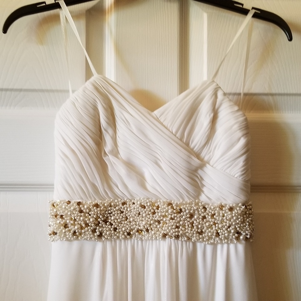 Cache size 0 prom dress ivory with beading - Picture 2 of 7